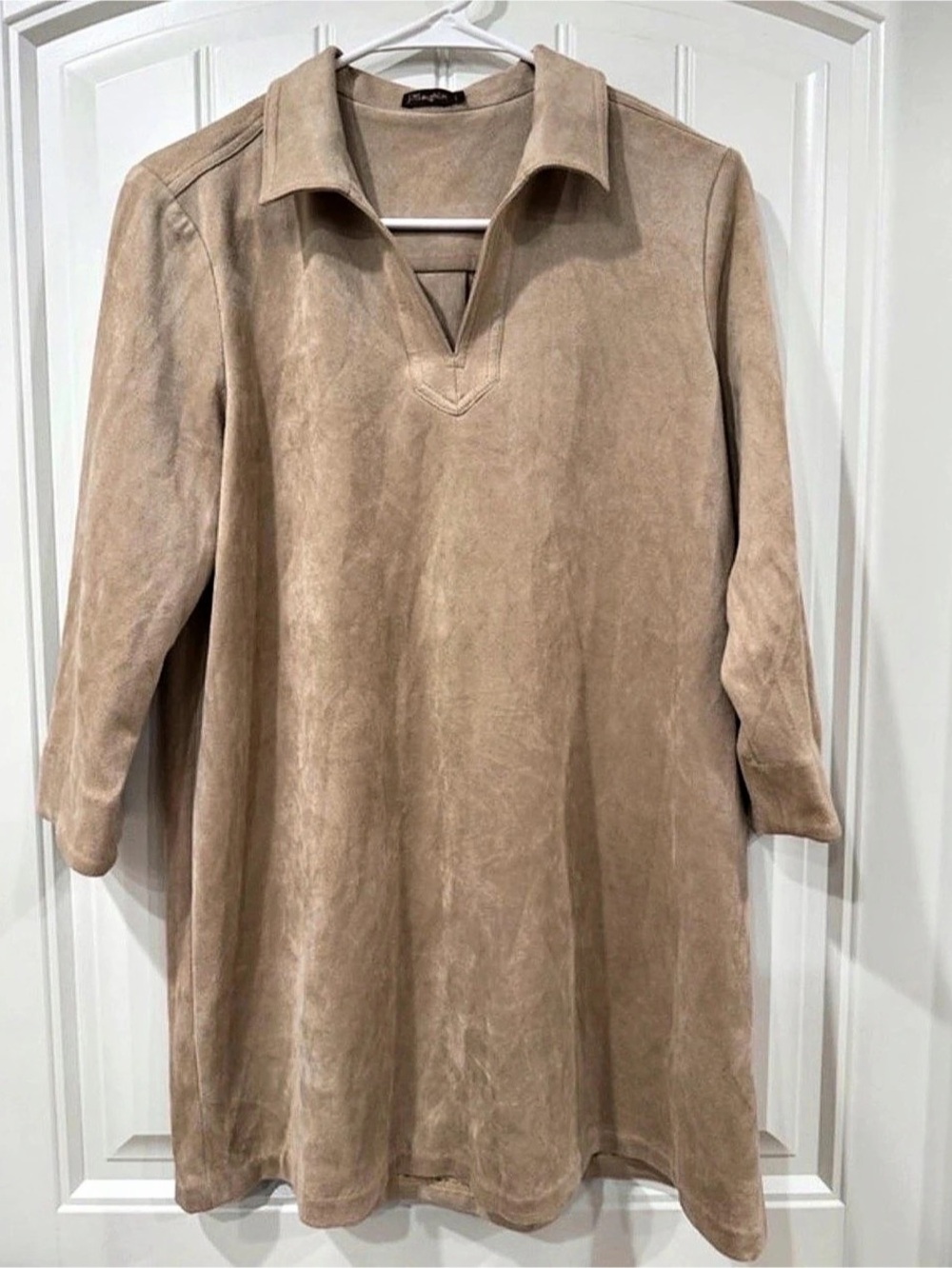 EUC J. McLaughlin Suede-Look Johnny Collared Midi Dress Brown Large